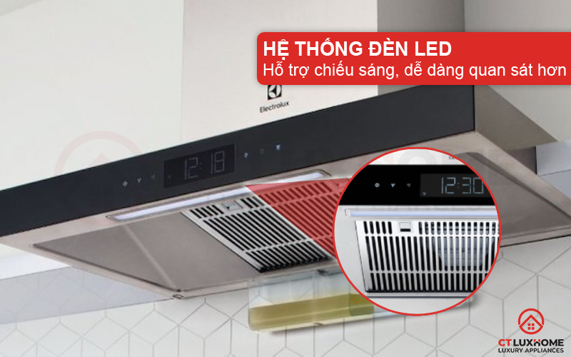 Hệ thống đèn LED chiếu sáng, dễ dàng dàng quan sát căn bếp khi sử dụng