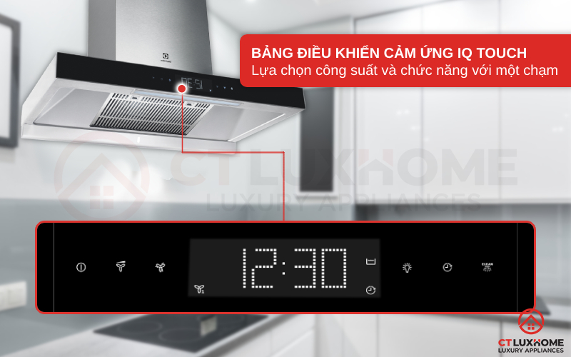 Bảng điều khiển cảm ứng dễ dàng thao tác chọn công suất với một chạm