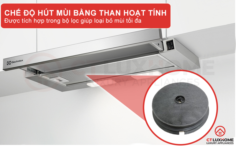 Loại bỏ mùi tối đa với chế độ hút bằng than hoạt tính được tích hợp trong bộ lọc