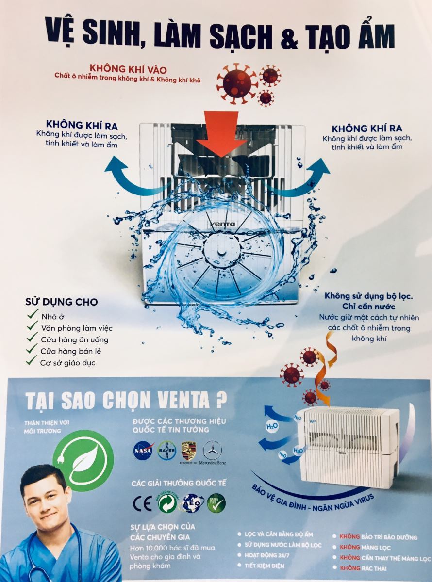 MÁY LỌC VÀ BÙ ẨM KHÔNG KHÍ VENTA LW45CP.WHT 1