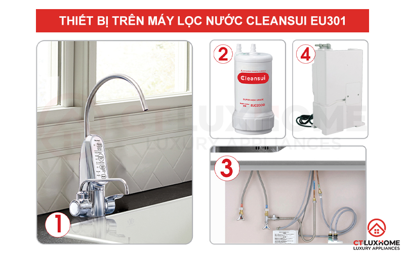 Các thiết bị đi kèm với máy lọc nước điện giải ion kiềm Cleansui EU301