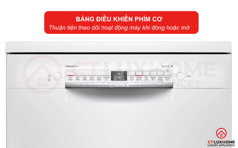 Máy rửa bát Bosch SMS2IVW01P sử dụng bảng điều khiển phím cơ 