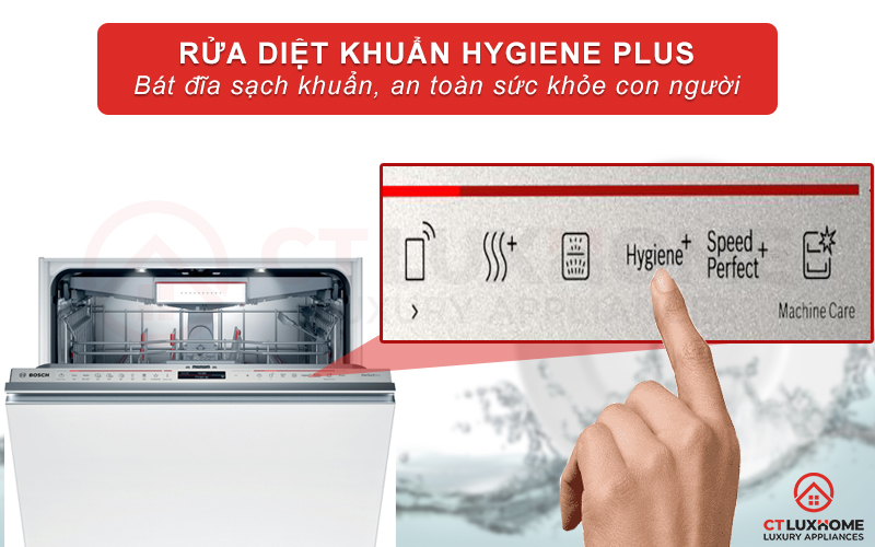 Rửa diệt khuẩn Hygiene tiêu diệt đa số các loại vi khuẩn và nấm mốc có thể sinh sôi trên bát đĩa.