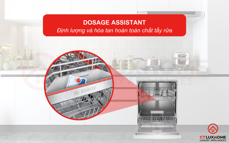 Định lượng và hòa tan hoàn toàn chất tẩy rửa hơn nhờ hệ thống Dosage Assistant.