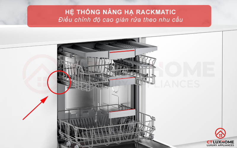 Hệ thống nâng hạ Rackmatic cho phép tùy ý điều chỉnh độ cao của giàn