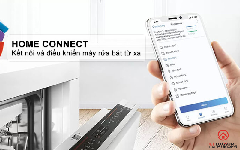 Kết nối và điều khiển máy rửa bát SMS4ECW14E từ xa thông qua Home Connect