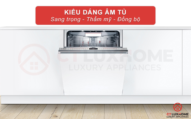 Máy rửa chén bát Bosch SMV8YCX01E kiểu dáng âm tủ sang trọng.