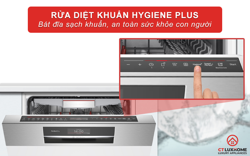 Bát đĩa sạch hơn với tính năng Hygiene Plus rửa diệt khuẩn