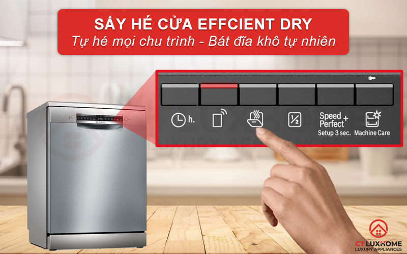 Sấy hé cửa khô bát đĩa hiệu quả hơn khi kích hoạt Efficient Dry