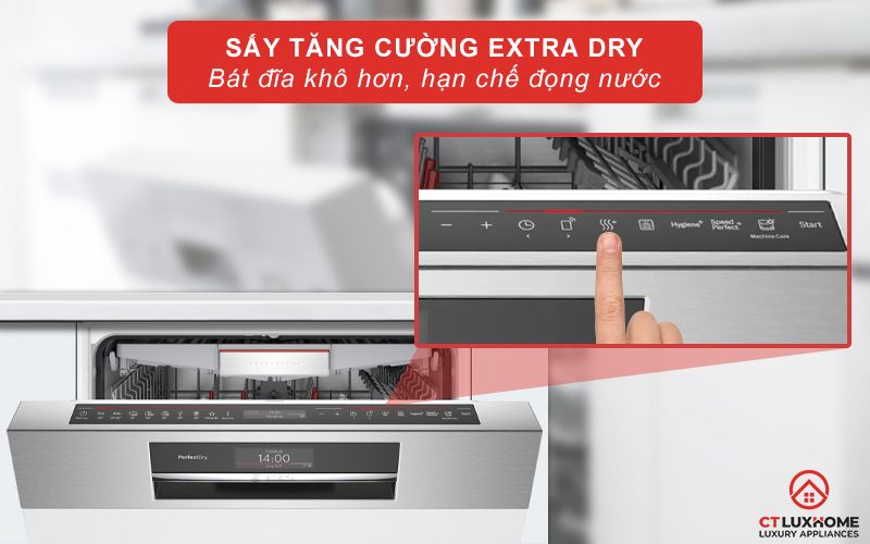 Sấy tăng cường ExtraDry cho bát đĩa khô hơn.