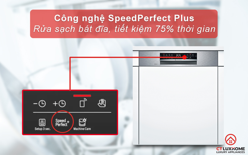 Sử dụng tính năng SpeedPerfect Plus giúp tiết kiệm 75% thời gian rửa.