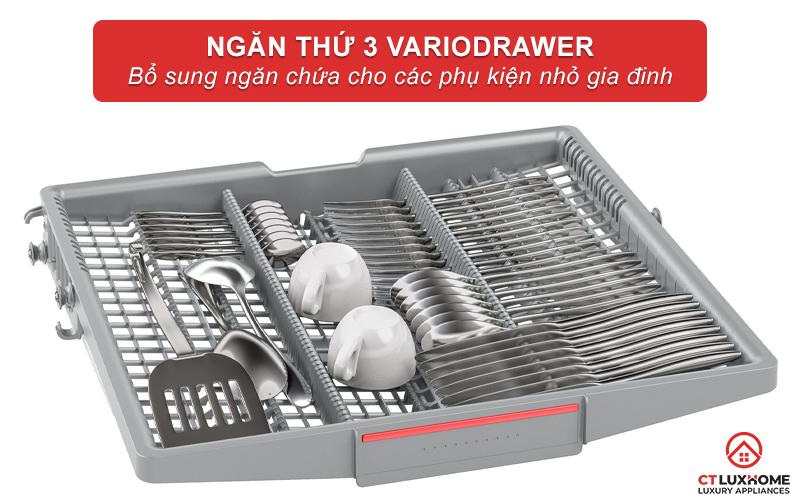 Ngăn chứa thứ 3 linh hoạt giúp tăng công năng sử dụng.