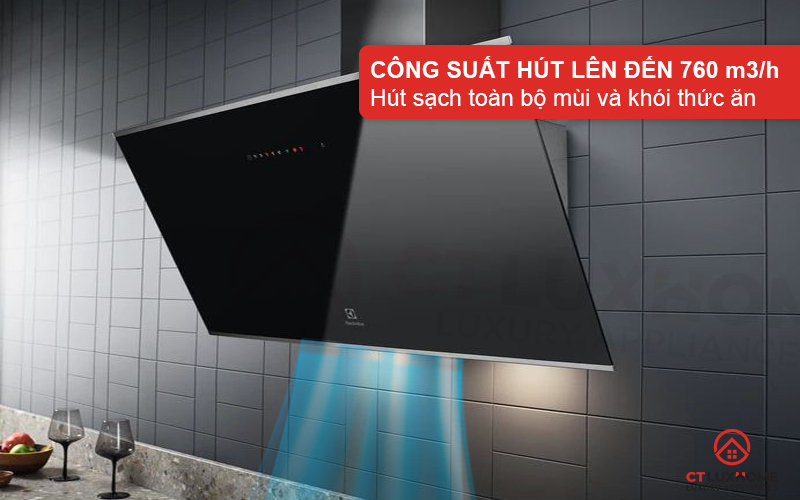 Công suất hút tối đa 760 m3/h hút sạch mùi và khói thức ăn