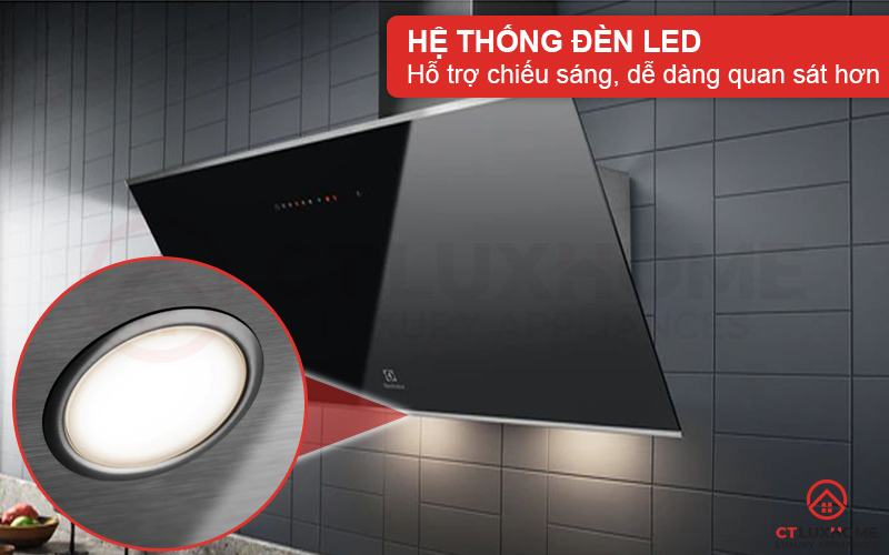 Hệ thống đèn LED chiếu sáng, dễ dàng quan sát khu vực bếp khi sử dụng