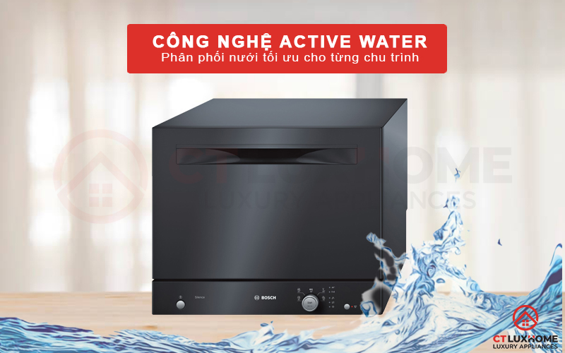 Công nghệ Active Water giúp phân phối nước tối ưu cho từng chu trình rửa