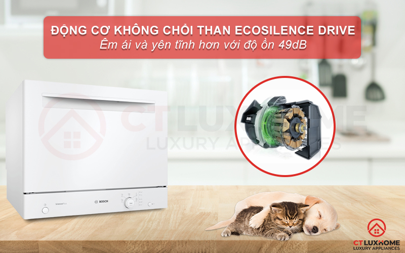 Vận hành êm ái và mạnh mẽ nhờ động cơ không chổi than EcoSilence Drive