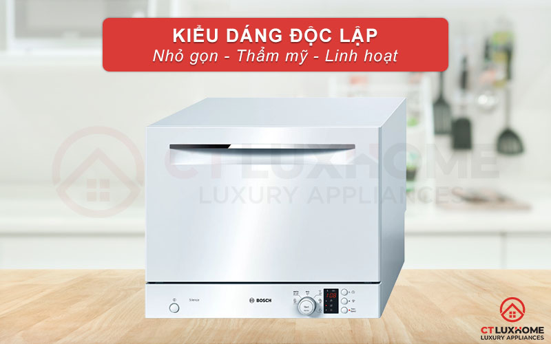 Kiểu dáng nhỏ gọn của máy rửa bát mini Bosch SKS60E02EU Serie 4