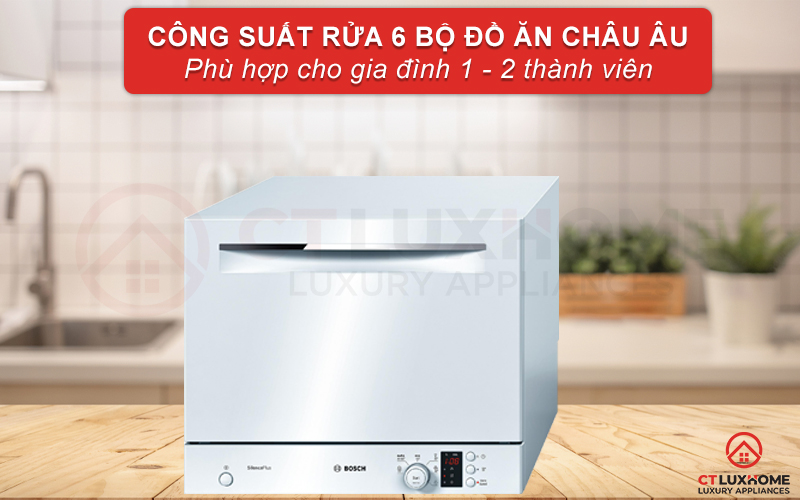 Công suất rửa 6 bộ phù hợp gia đình 1 - 2 thành viên