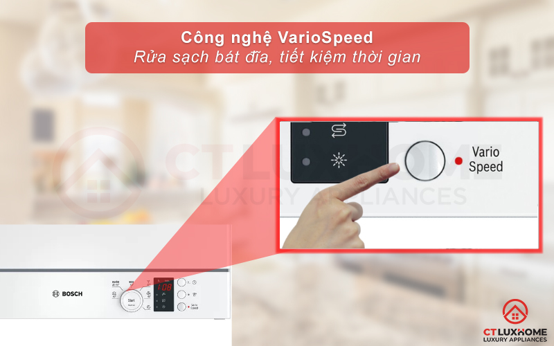 Tính năng VarioSpeed giúp tiết kiệm thời gian rửa bát
