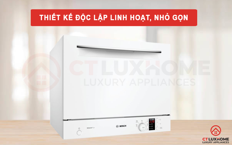 Thiết kế máy rửa bát Bosch SKS62E32EU nhỏ gọn phù hợp với không gian bếp nhỏ