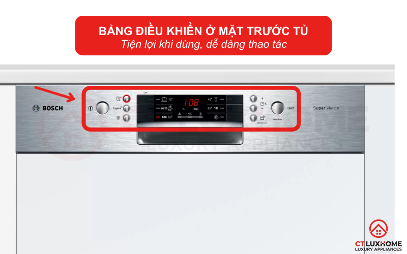 Bảng điều khiển ở mặt trước cánh tủ giúp bạn dễ dàng thao tác
