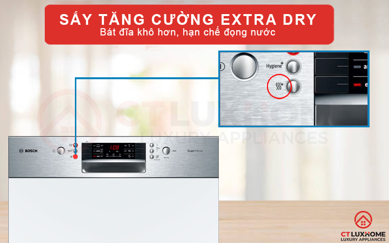 Bát đĩa khô nhanh hơn và hiệu quả hơn với tính năng sấy tăng cường ExtraDry 