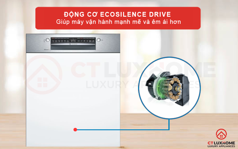 Động cơ EcoSilence Drive không chổi than và dây gioăng liên kết giúp máy hoạt động trơn tru và êm ái