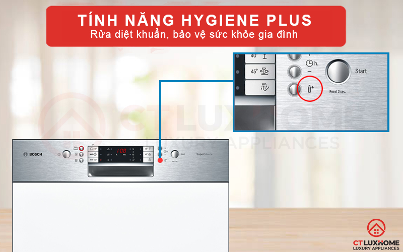 Rửa diệt khuẩn với tính năng Hygiene Plus giúp làm sạch vi khuẩn và nấm mốc