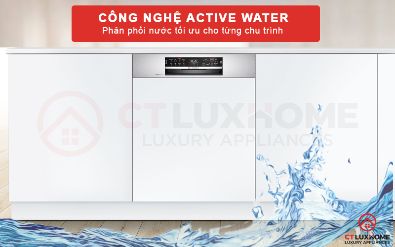 Công nghệ Active Water phân phối nước tối ưu cho từng chu trình rửa