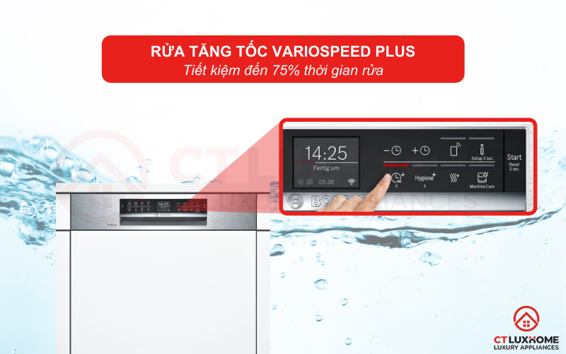 Tiết kiệm đến 75% thời gian rửa với tính năng VarioSpeed Plus