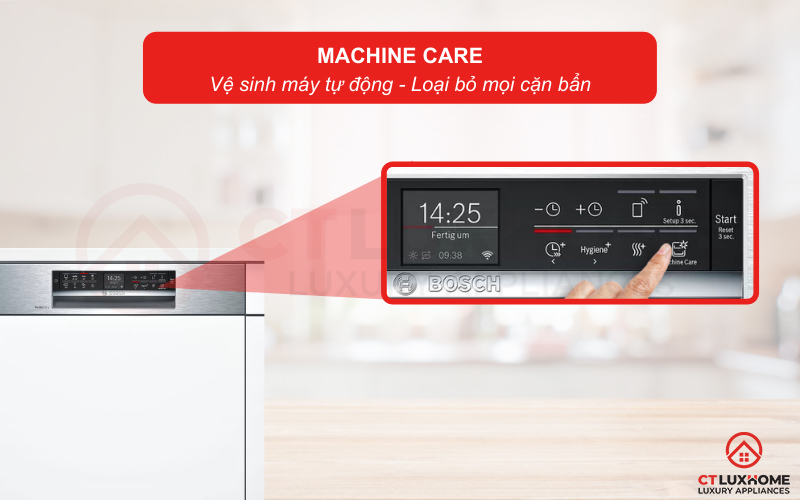 Tính năng Machine Care hỗ trợ vệ sinh khoang máy rửa bát