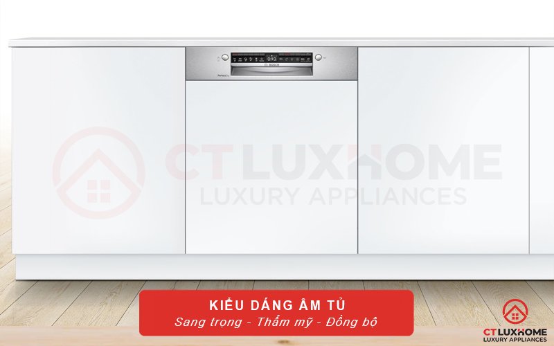 Kiểu dáng âm tủ máy rửa bát Bosch SMI6ZCS07E sang trọng trong không gian bếp hiện đại