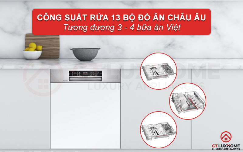 Dung tích rửa lớn, phù hợp cho gia đình 4 - 6 người