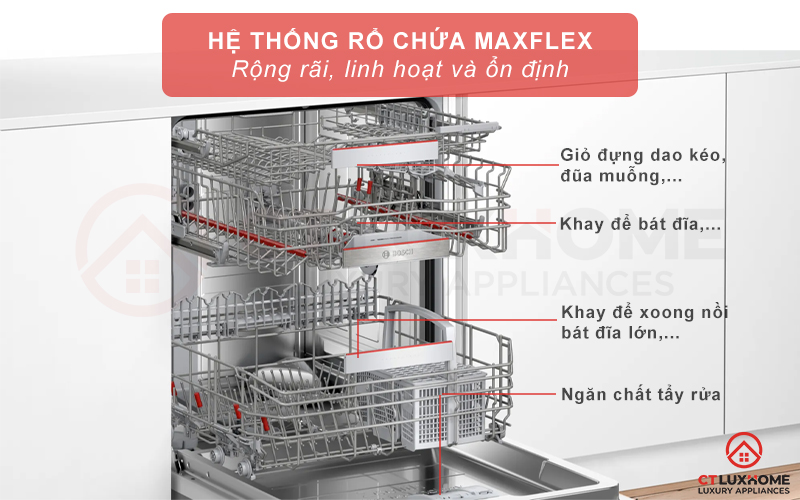 Hệ thống rổ MaxFlex rộng rãi, linh hoạt và ổn định