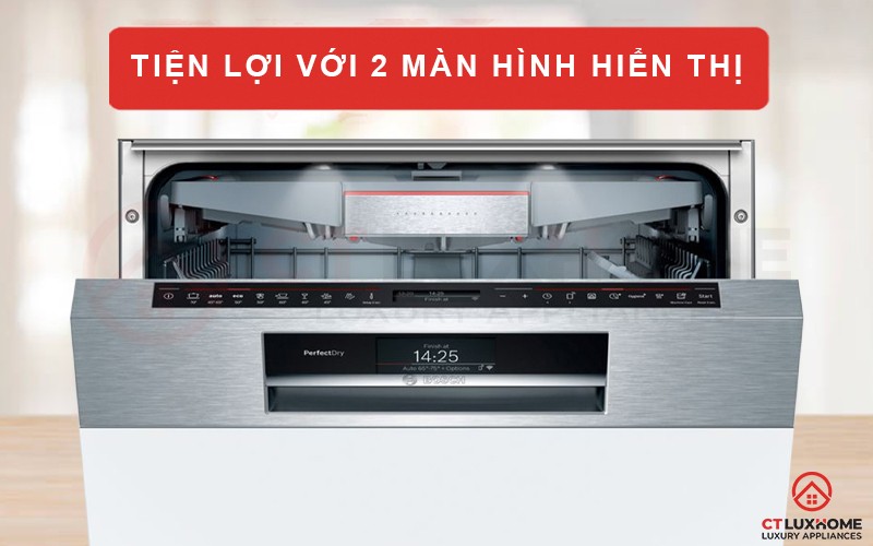 Hai màn hình hiển thị dễ dàng quan sát và thao tác