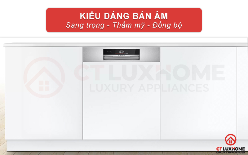 Máy rửa bát Bosch SMI88US36E thiết kế âm tủ sang trọng, thẩm mỹ cho không gian bếp