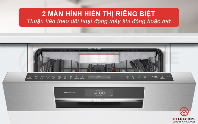 2 màn hình hiển thị riêng biệt giúp người dùng quan sát hoạt động máy ngay cả khi đóng hoặc mở.