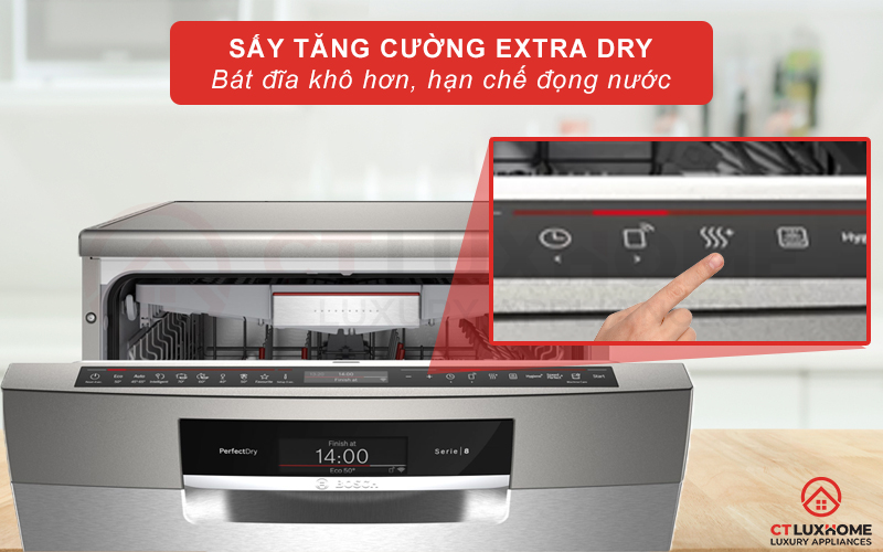 Sấy tăng cường ExtraDry giúp bát đũa khô hơn