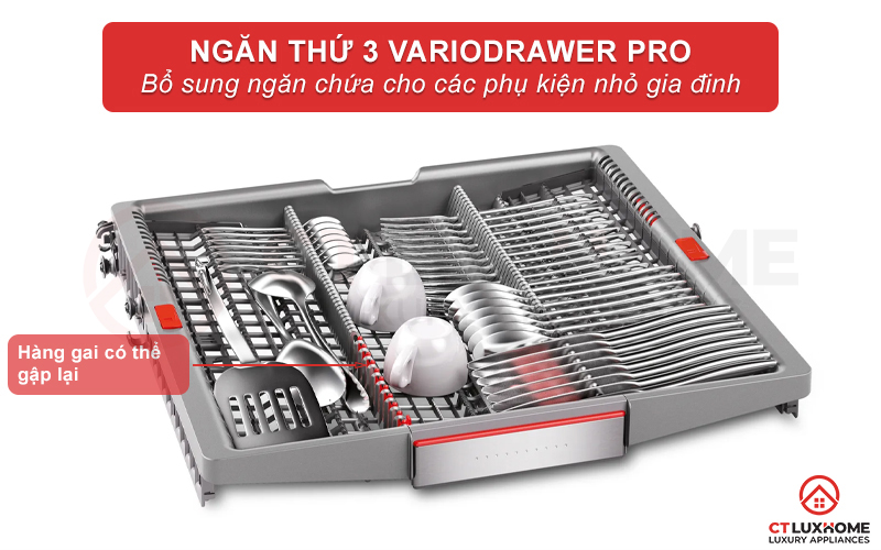 Bổ sung ngăn chứa thứ 3 VarioDrawer đựng các phụ kiện nhỏ trong gia đình.