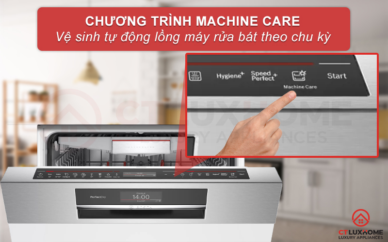 Chương trình vệ sinh máy tự động giúp đảm bảo chất lượng tẩy rửa cũng như tuổi thọ của máy