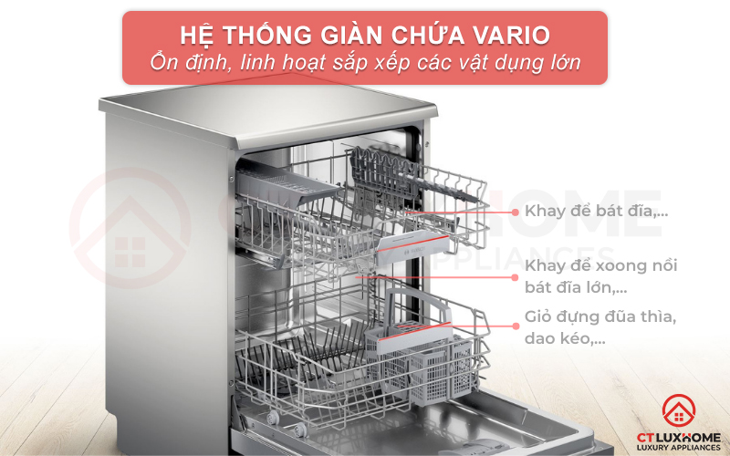 Hệ thống giỏ chứa Vario giúp không gian bên trong máy rộng rãi hơn