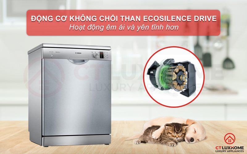 Động cơ tiên tiến EcoSilence Drive trong máy rửa bát Bosch SMS25FI05E Serie 2