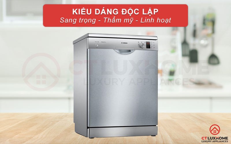 Kiểu dáng chắc chắn, sang trọng của máy rửa bát Bosch SMS25FI05E Serie 2
