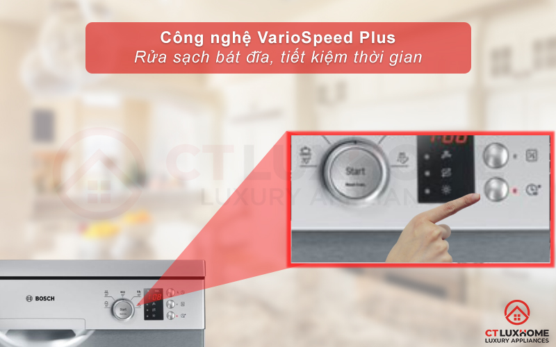 Tính năng VarioSpeed Plus giúp tối ưu thời gian rửa bát