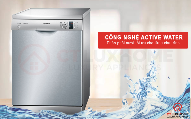 Công nghệ Active Water mang lại hiệu quả phân phối nước tối ưu cho từng chu trình rửa