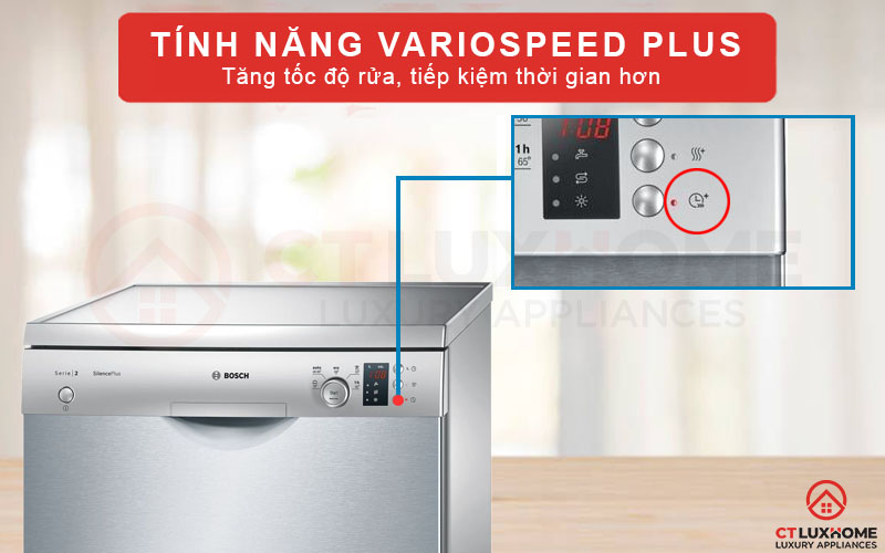 Tính năng rửa tăng tốc giúp tiết kiệm tối đa thời gian rửa bát đến 60%