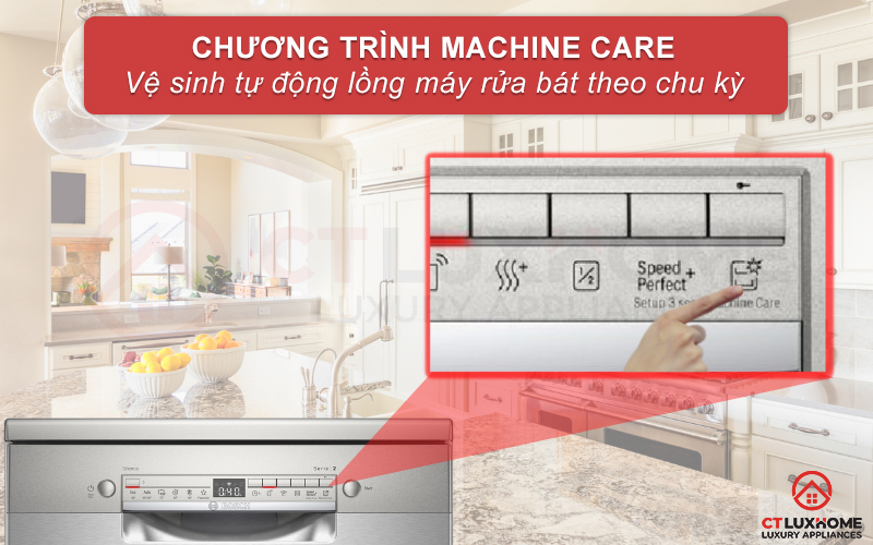 Vệ sinh tự động khoang máy rửa bát nhờ chương trình Machine Care