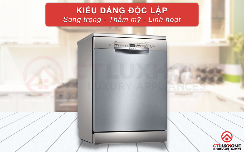 Máy rửa bát Bosch SMS2HAI12E thiết kế chắc chắn và linh hoạt.