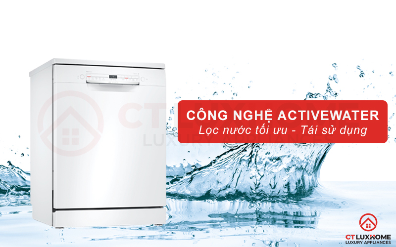 Tự động điều tiết và phân bổ lượng nước rửa, lọc nước và tái sử dụng nước, giúp tiết kiệm hiệu quả