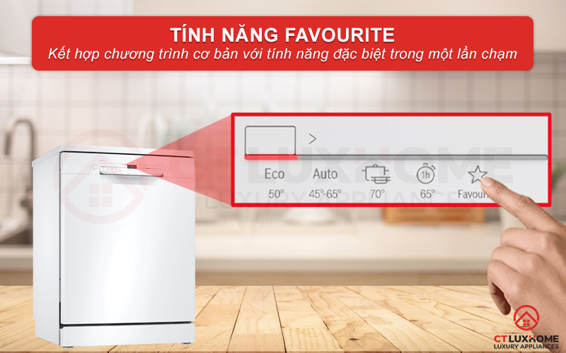 Kết hợp chương trình rửa cơ bản kết hợp tính năng đặc biệt chỉ 1 chạm Favourite